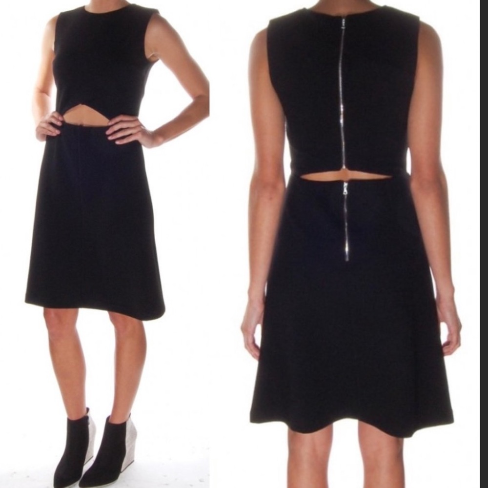 NWOT Suno A Line Cut Out Zip Black LBD Dress 6